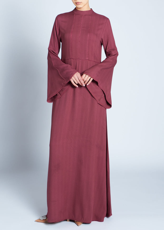 Crochet Lace Maxi Dress Maroon | Maxi Dresses | Aab Modest Wear