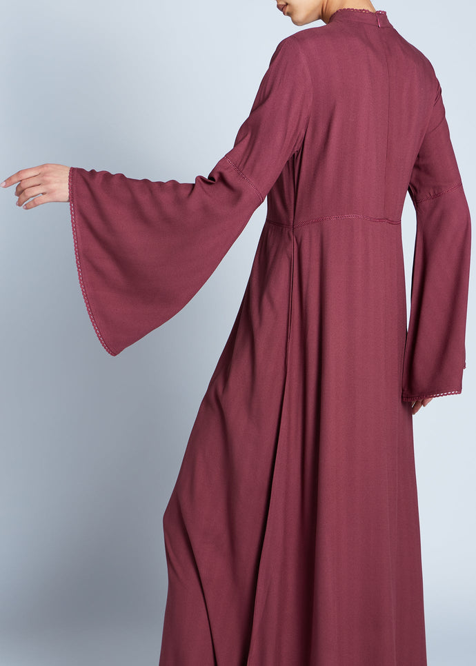 Crochet Lace Maxi Dress Maroon | Maxi Dresses | Aab Modest Wear