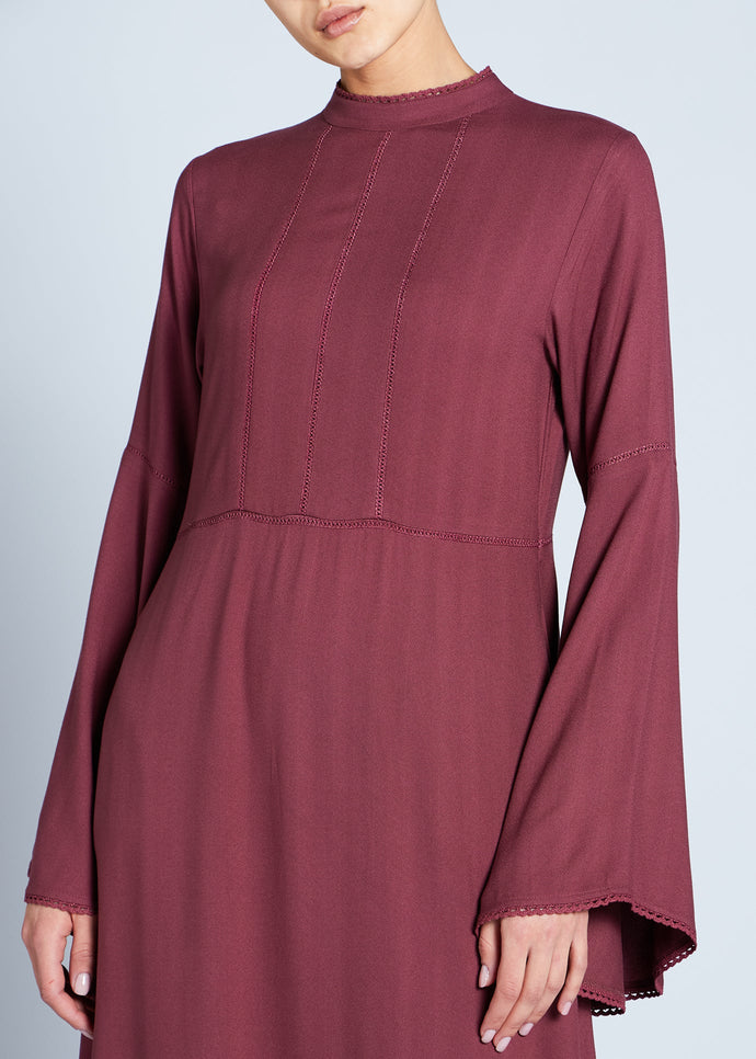 Crochet Lace Maxi Dress Maroon | Maxi Dresses | Aab Modest Wear