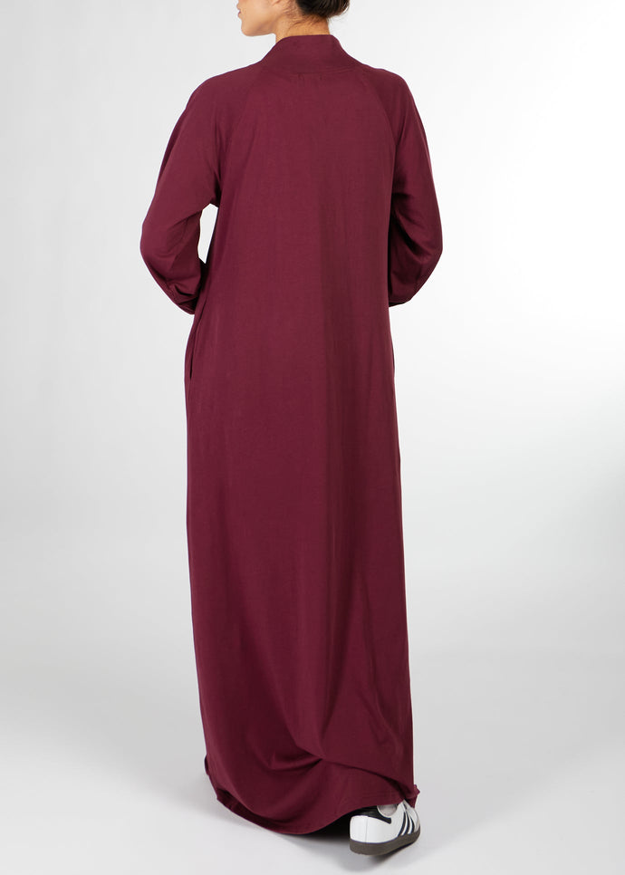 Zip Neck Abaya Burgundy | Modest Abayas | Aab Modest Wear