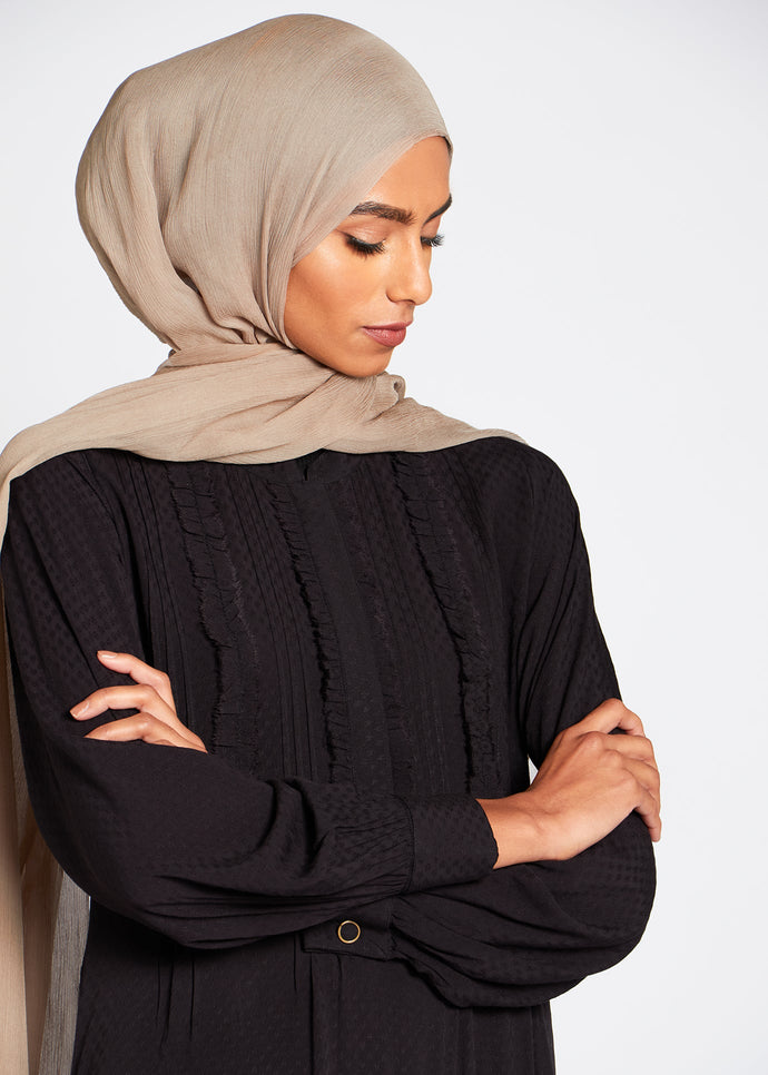 Soft Linen Self Print Abaya | Abayas | Aab Modest Wear