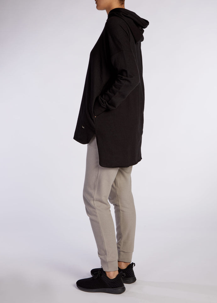 Cropped Cotton Hoody Black | Aab Modest Activewear