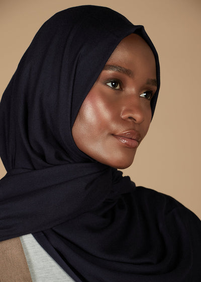Navy Bamboo Hijab