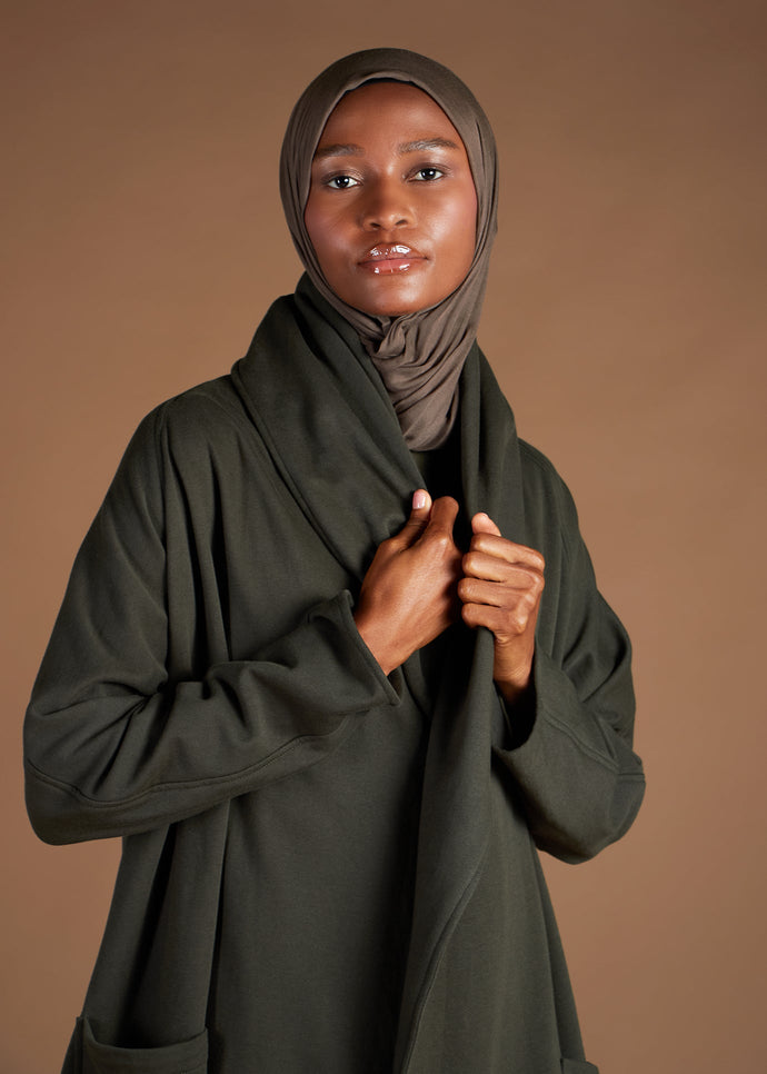 Cozy Fleece Cover Up Olive | Coats & Cover Ups | Aab Modest Wear