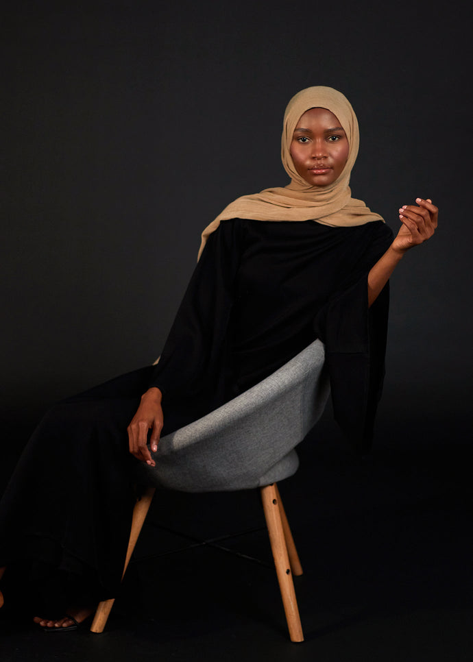 Flared Sleeve Maxi Black Satin