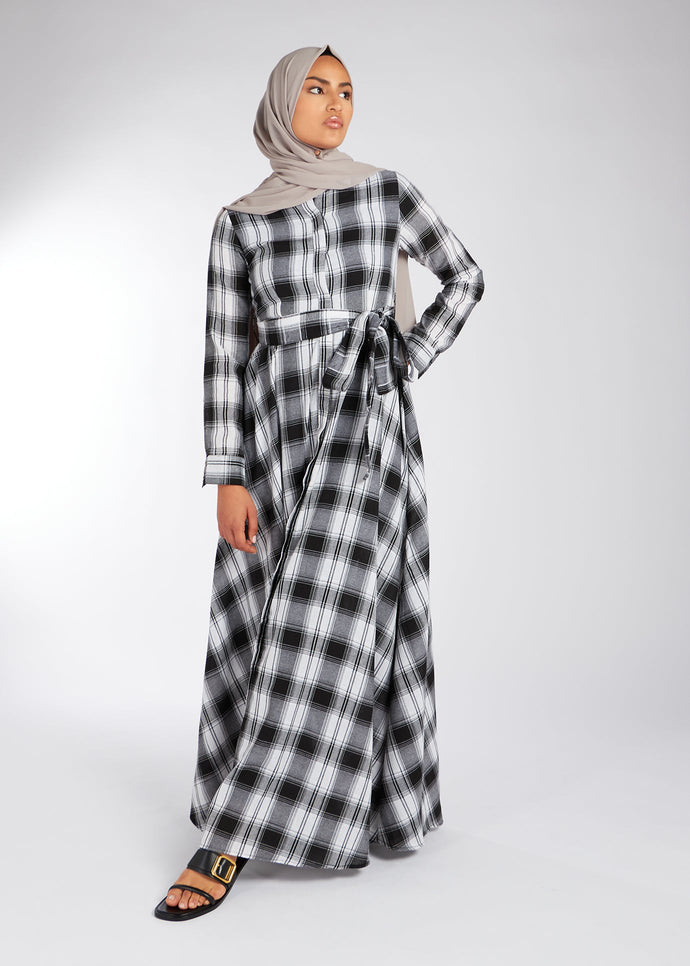 Open Weave Checked Maxi Dress | Maxi Dresses | Aab Modest Wear