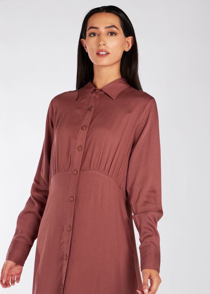 Rimmed Button Maxi Rosewood