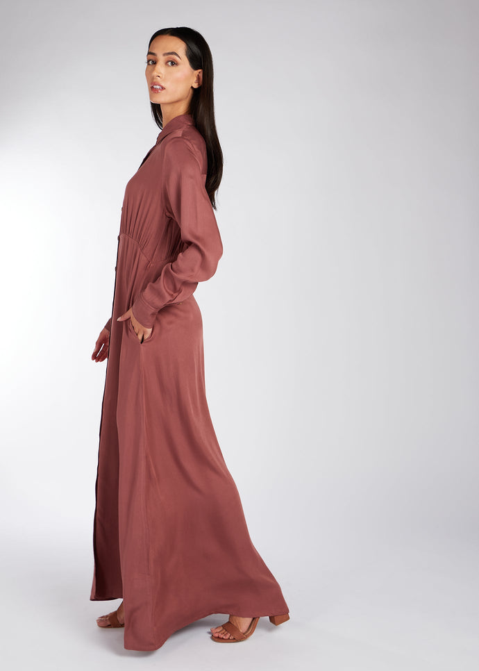 Rimmed Button Maxi Rosewood