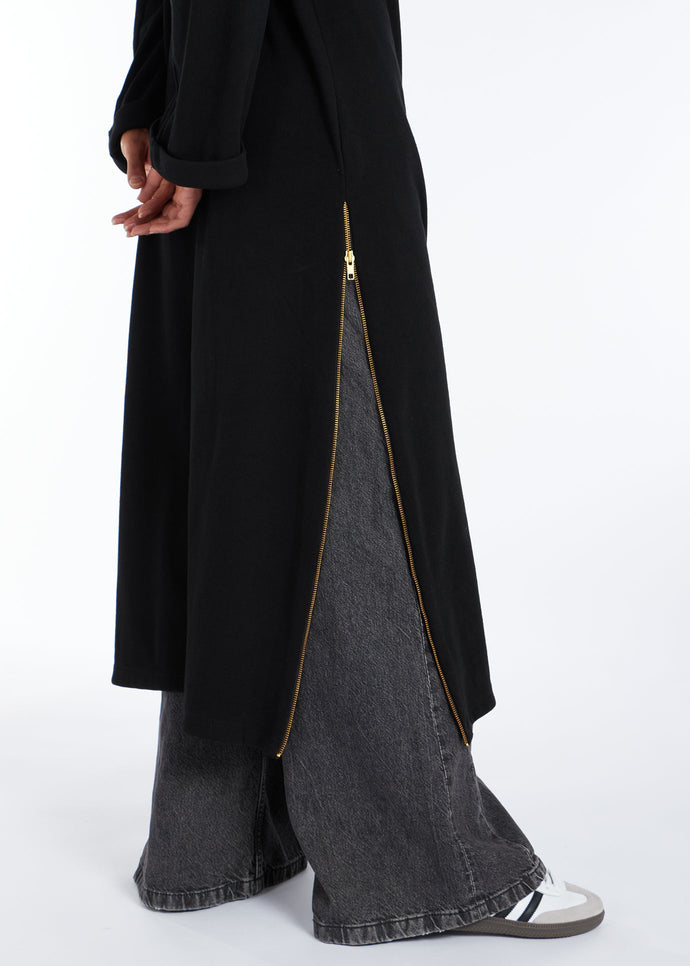 Side Zip Ribbed Midi Black | Midis | Aab Modest Wear