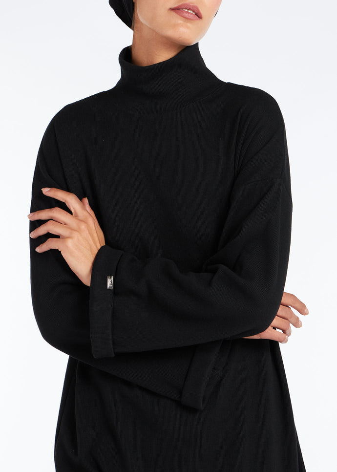 Side Zip Ribbed Midi Black | Midis | Aab Modest Wear