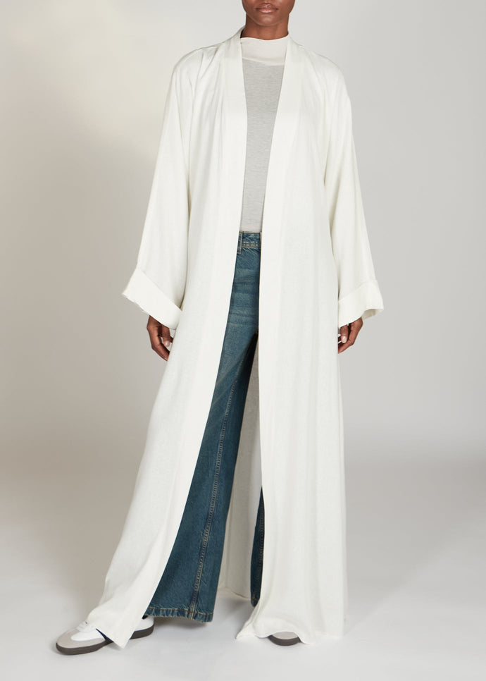 Linen Open Abaya Off White | Abayas | Aab Modest Wear