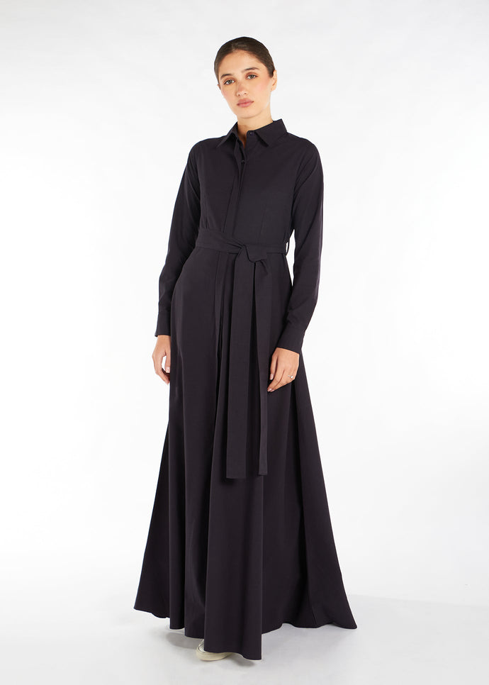 Navy Linen Blend Maxi | Maxi Dresses | Aab Modest Wear