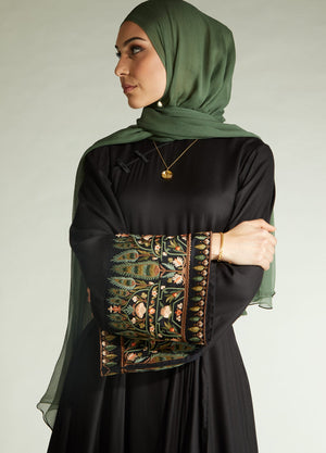 Landscape Green Chiffon Silk Hijab | Hijabs |  Aab Modest Wear