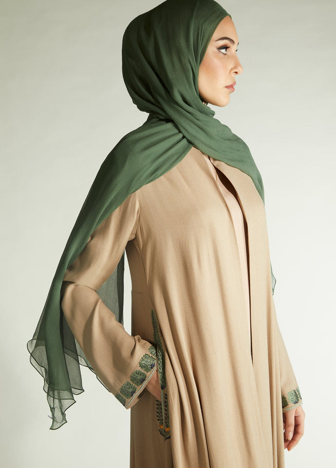 Landscape Green Chiffon Silk Hijab | Hijabs | Aab Modest Wear