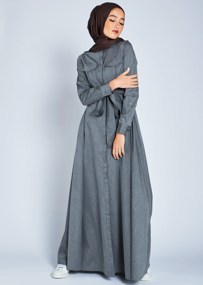 Cotton Blend Maxi Dress Grey | Maxi Dresses | Aab Modest Wear