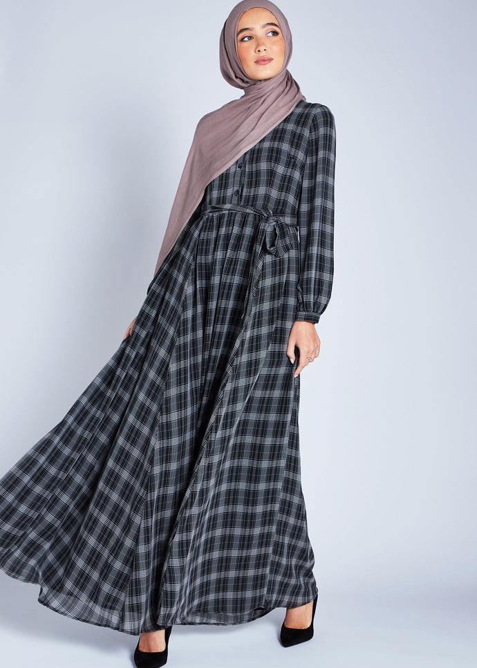 Mono Plaid Maxi | Maxi Dresses | Aab Modest Wear