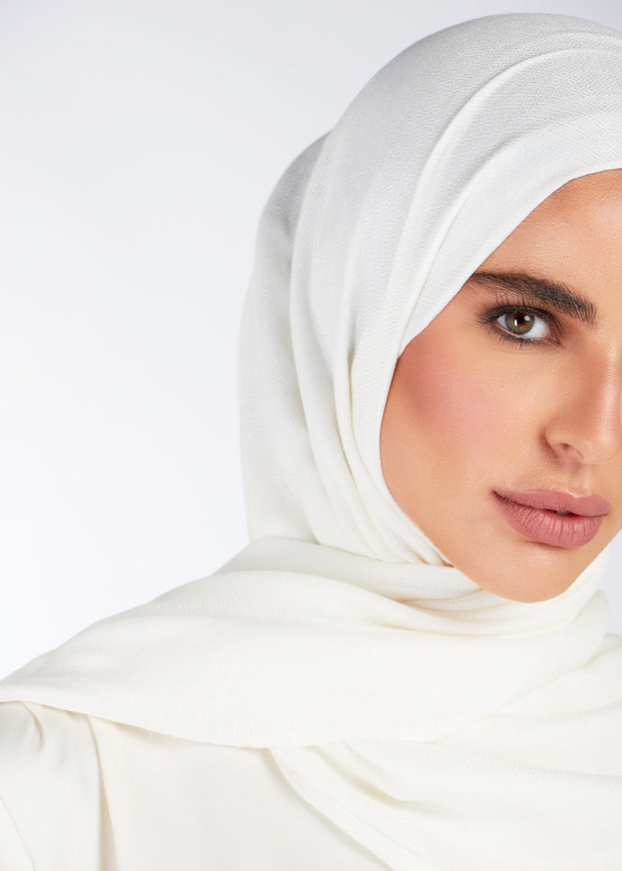 Diamond Weave Hijab Off White