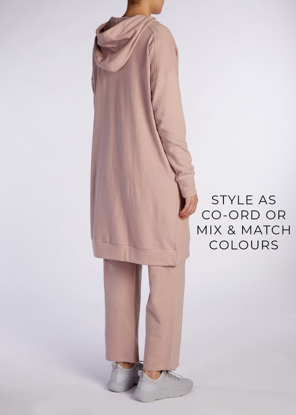 Mid Length Cotton Hoody Pink