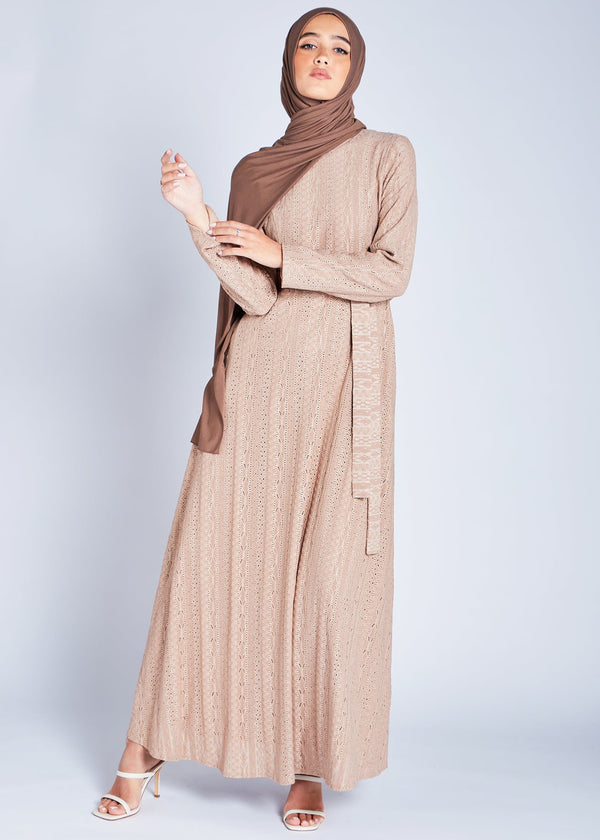 Dantel Abaya Camel | Abayas | Aab Modest Wear