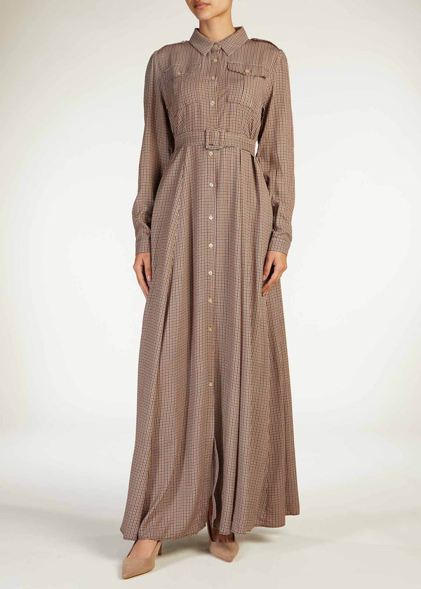 Utility Check Maxi Dress