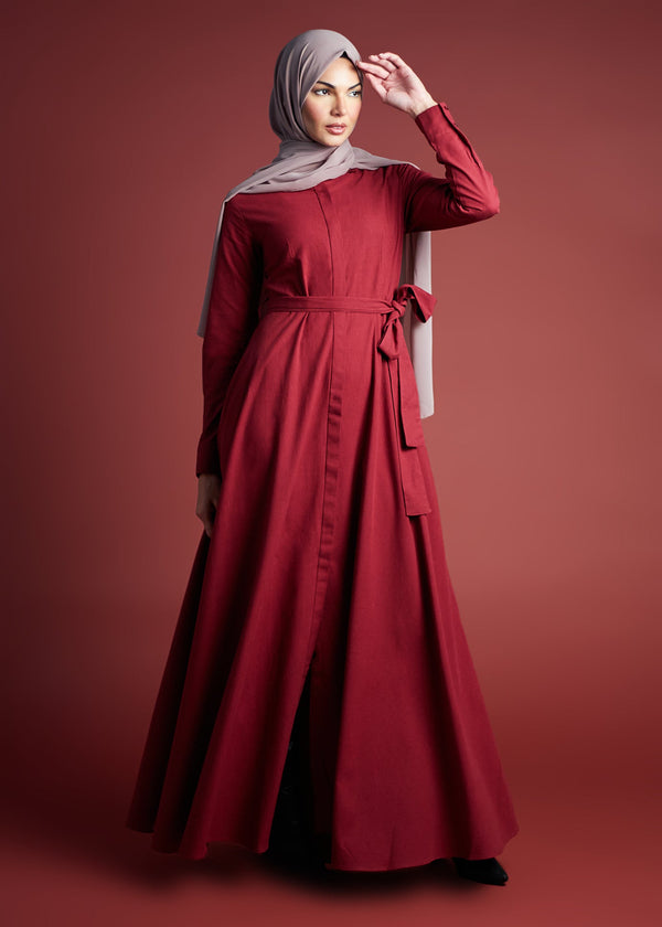 Cotton Shirted Maxi Plum | Shirted Maxi Dress | Aab Modest Wear