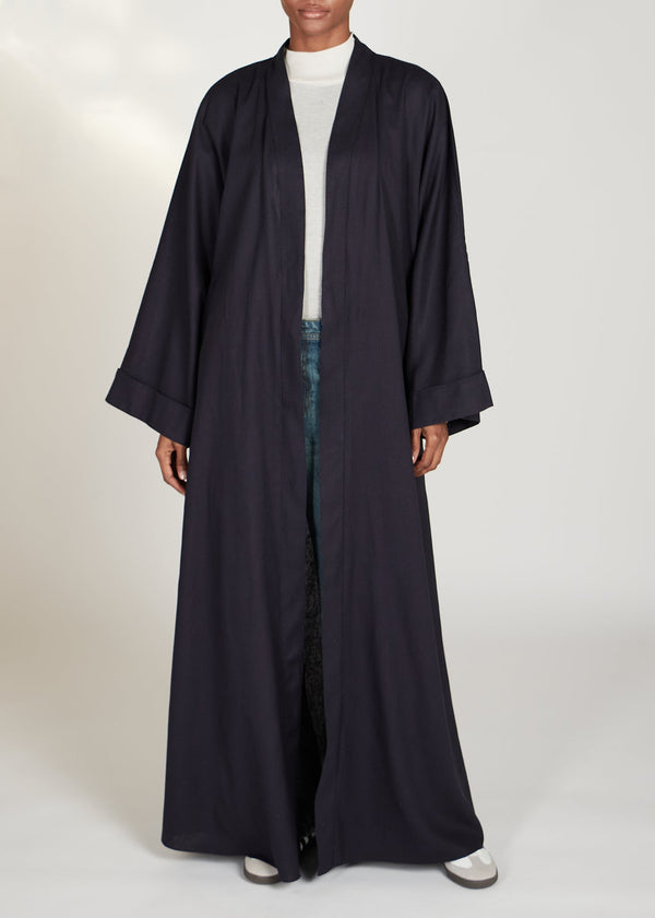 Linen Open Abaya Navy | Abayas | Aab Modest Wear