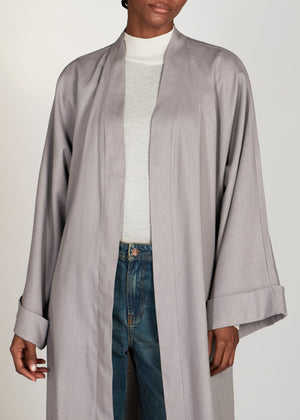 Linen Open Abaya Grey | Abayas | Aab Modest Wear