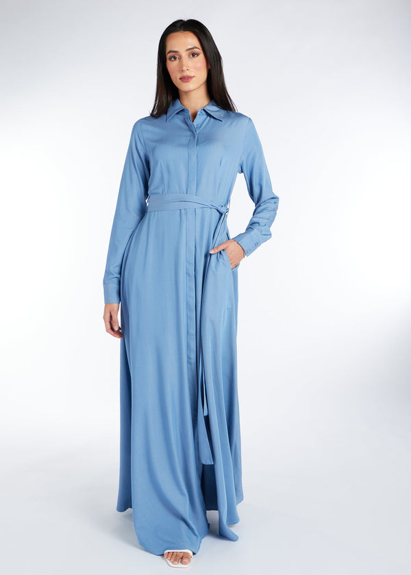 Shirted Maxi Denim Blue | Maxi Dresses | Aab Modest Wear
