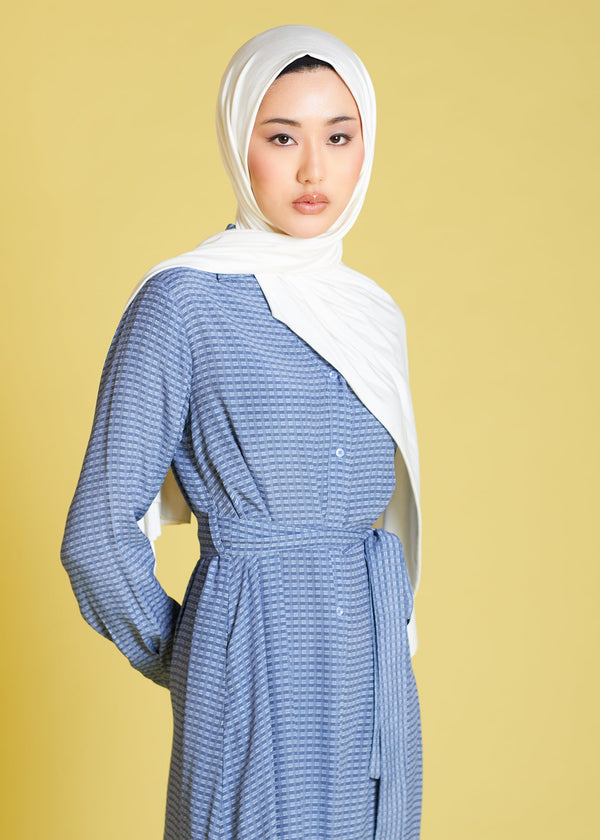 Jacquard Blue Print Maxi Dress