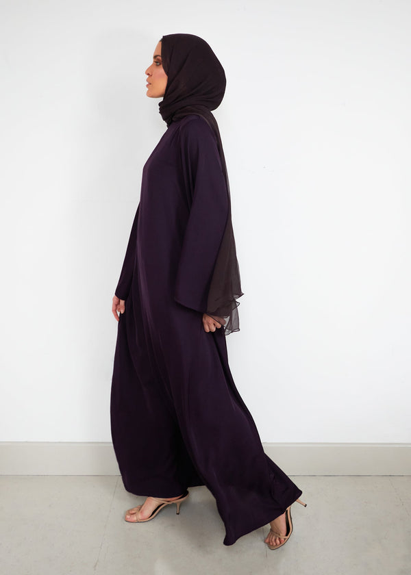 Bell Sleeve Abaya Aubergine