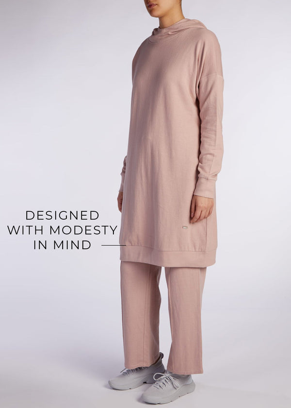 Mid Length Cotton Hoody Pink