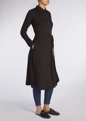 Shirt Dress Black Twill | Aab Modest Wear