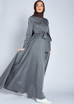 Cotton Blend Maxi Dress Grey | Maxi Dresses | Aab Modest Wear