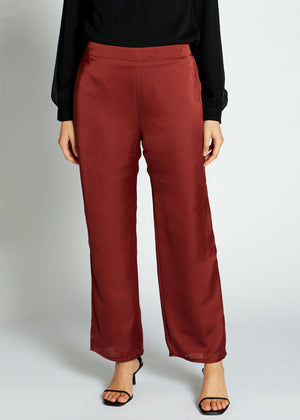 Satin Slim Leg Trousers Amber (Final Sale)